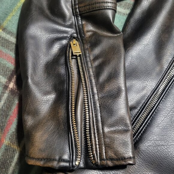 ZARA Men's Moto Biker Jacket Faux Leather Black Brown Medium NWOT - Picture 5 of 15
